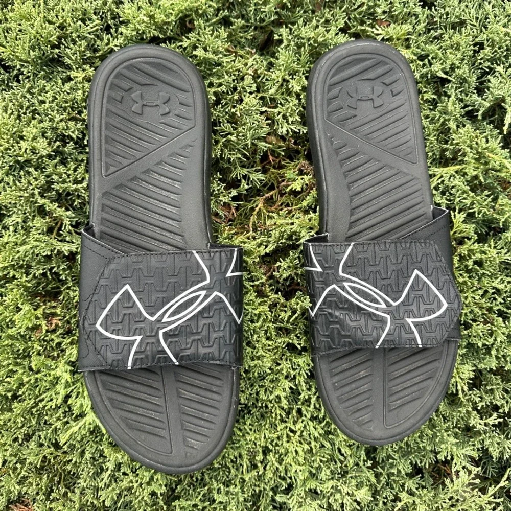 Under Armour Men's Ignite Ansa Logo Slide Sandals Size 13 Black White